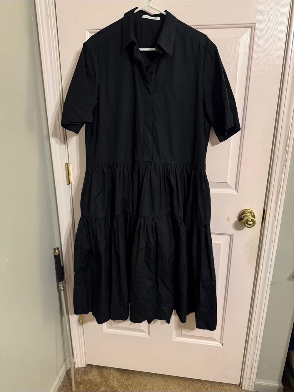 Cecilie Bahnsen Black Tiered Short-Sleeve Shirt Dress